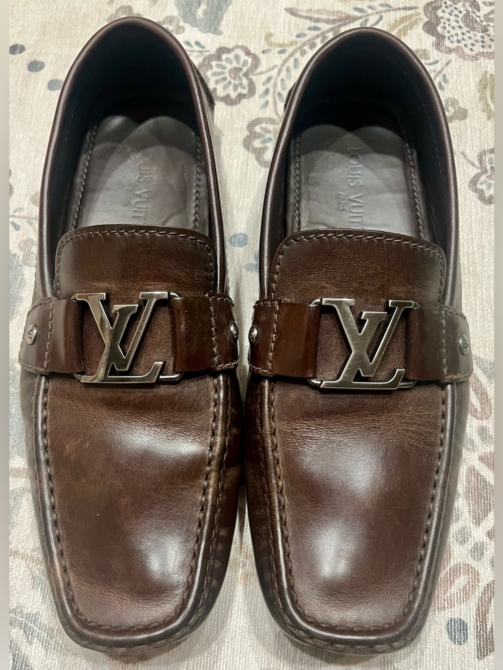Louis Vuitton Men’s Monte Carlo Loafers Brown Leather / Silver Buckle UK 8 US 9